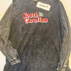 Chicka-d South Carolina Long Sleeve Tee - Faded Black with Red Script